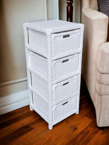 Gaveteiro Organizador 4 Gavetas Fibra Sintética 30x30x75 (Branco)