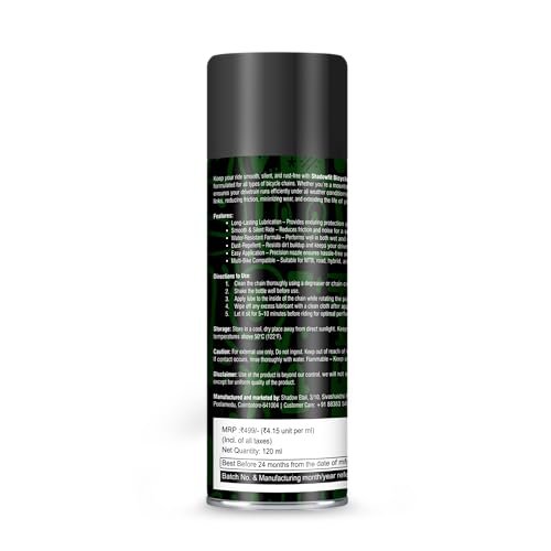 Image of Bicycle Chain Lube Spray | Premium Bike Lubricant for Smooth & Silent Ride | Protects from Rust & Wear | All-Weather Long-Lasting Formula | Extends Chain Life | 120ml - Pack of 1 | FORMULATION X2