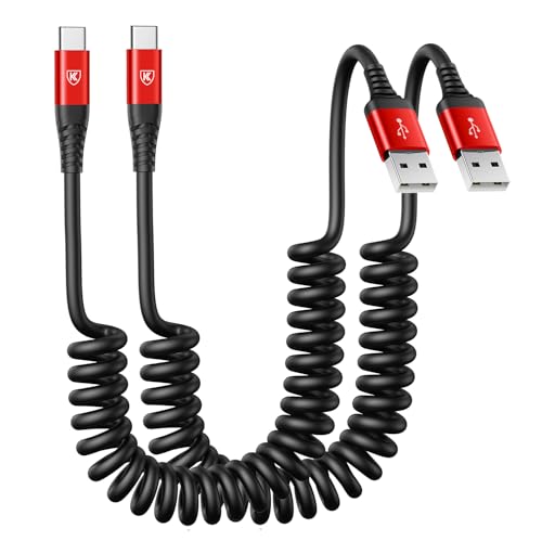 Image of USB to USB C Cable Fast Charging 3ft, 2Pack Coiled USB C Charger Cable
