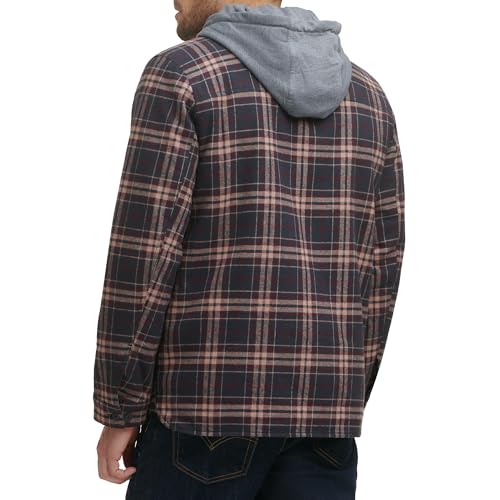 Image of Levi's mens Plaid Sherpa Lined Hooded Shirt Jacket (Regular & Big & Tall Sizes)
