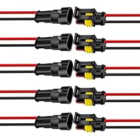 2 pin steckverbinder Stecker 2 polig 18awg 15cm kabel steckverbinder wasserdicht Autoelektrische Kabelverbinder für Auto Boote Motorrad(5 Paar)