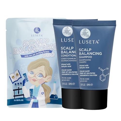 Image of Luseta Scalp Balancing Shampoo and Conditioner Travel Set 2 x 1.01 Fl Oz | Travel Scalp Care, Compact Hair Routine, Post-Gym Refresh, Anti-Dandruff Shampoo for Men, Clarifying, pH-Balanced