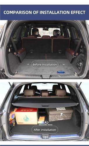 Cubierta de carga para Benz GL X166 impermeable negro protector retráctil maletero 3