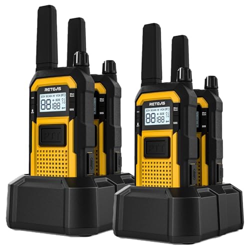 Retevis RB648 Heavy Duty Walkie Talkies, Waterproof 2 Way Radio, MIL-STD-810H, Advanced Triple Proof, 2000mAh, Emergency, Walkie Talkies for Adults Long Range for Contractor (4 Pack) option