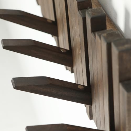 Image of Natural Wood Wall Mounted Piano Coat Rack| Coat Rack Wall Mount| Flip Down Wall Hook Rack 7 Hooks| Entryway Wall Art Hook,Made of Acacia Wood (Wood Wax Oil Dyed Walnut Color).Wall Art