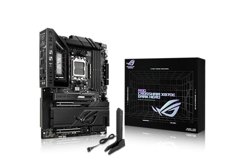 ASUS ROG Crosshair X870E Dark Hero ATX Motherboard, 20+2+2 Power Stages, DDR5 Slots, PCIe® 5.0, Five M.2 Slots, 3D VC M.2 heatsink, USB4®, AI Cache Boost, PCIe Slot Q-Release, AIO Q-Connector