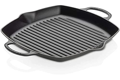 Le Creuset Signature grill profondo quadrato in ghisa vetrificata con manici di supporto, per tutti i tipi di piani cottura e forni, 30 cm nero matt