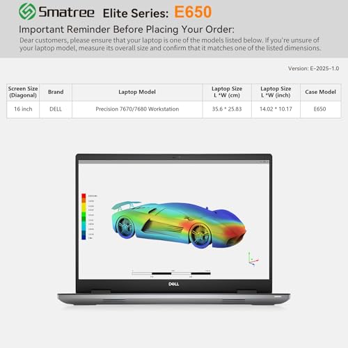 Image of Smatree Laptop Sleeve for 16 inch DELL Precision 7670 Workstation | for 16 inch DELL Precision 7680 Workstation,Patented Shockproof Design (E650)