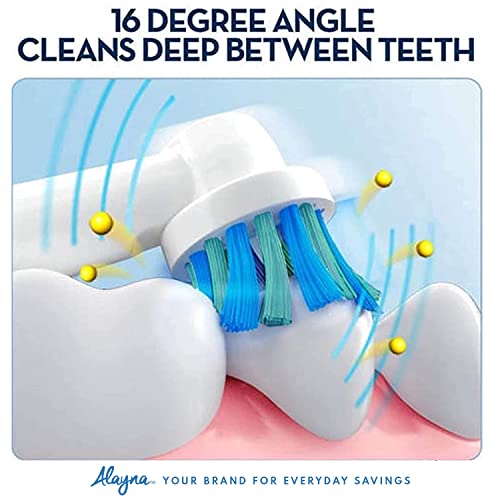 Image of Alayna Replacement Brush Heads Compatible with Oral-B Braun - Pack of 12 Cross Bristle Electric Toothbrush Replacement Heads - Fits Most Oral-B Handles