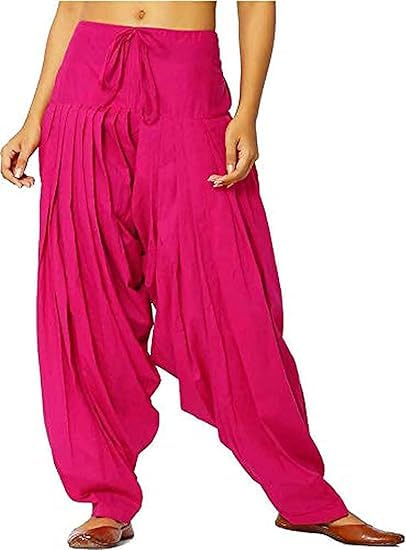 Women's Cotton Semi Patiala Salwar, Traditional Loose-Fit Pleated Pants with Drawstring-image-31