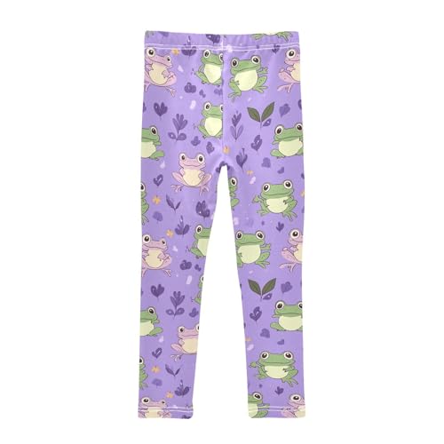 Happy Frogs Girls' Leggings Toddler Doodles Purple Kids Yoga Pants Dance Active Tights 4T2