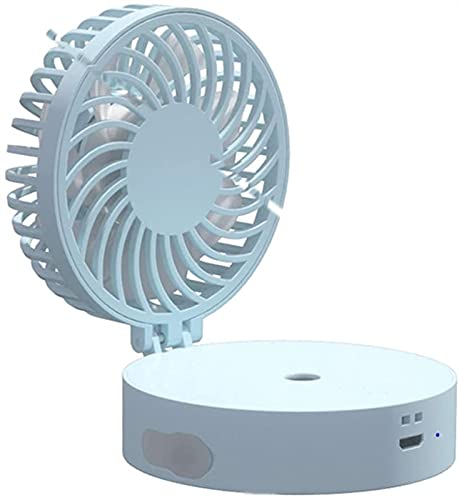 Ventilador de mano plegable ZYFSHA con aire acondicionado USB azul y LED