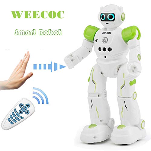 WEECOC Smart Robot Toys Gesture Control Remote Control Robot Kids Toys Birthday Can Singing Dancing Speaking Two Walking Models (Green)