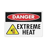 Danger Extreme Heat Hazard Warning Sign 8"x12" Aluminum Metal, For Home Bar Pub Kitchen Restaurant Wall Decor Plaque Alert