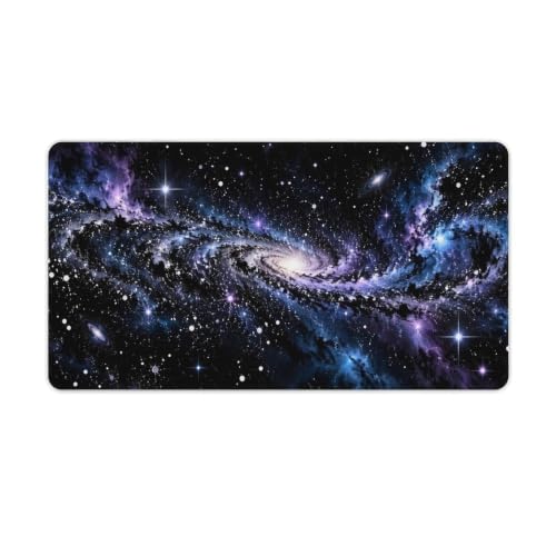 Galaxy Mouse Pad Blue Purple Swirling Starfield Desk Mat