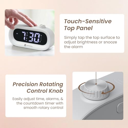 Image of Portronics Glowtime Multi-Function Type-C Powered LED Digital Alarm Clock with Temperature Display, 1-99 Min Timer, Touch Sensitive Panel, 3-Level Brightness, 12 /24H Format, Desk & Bedside Clock