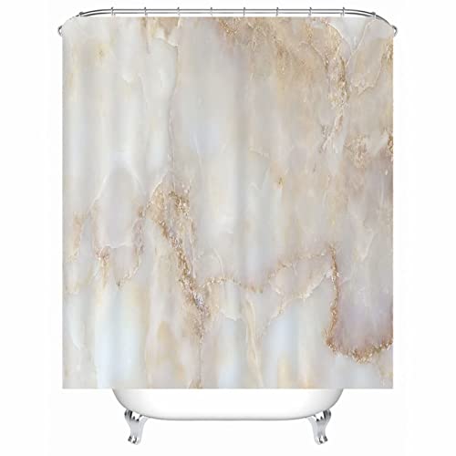 EHOMERY Duschvorhang Waschbar Duschrollo Für Badewanne Felsform Polyester Beige Rostfreie Ösen Und 12 Hakenringe, 120X180Cm