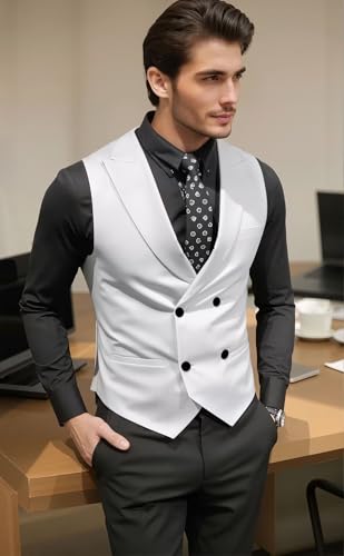 Men's Slim Fit Suit V-Neck Vest Casual Formal Wedding Business Waistcoat3