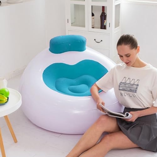 Sofá inflable azul con respaldo cómodo para evitar dolores de espalda 7