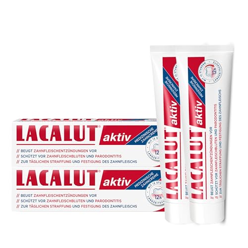 Lacalut aktiv Doppelpack 2 x 75ml, Zahnpasta, sofort spürbare Straffung und Festigung des Zahnfleischs, effektive Zahnpflege & Zahnfleischpflege 1