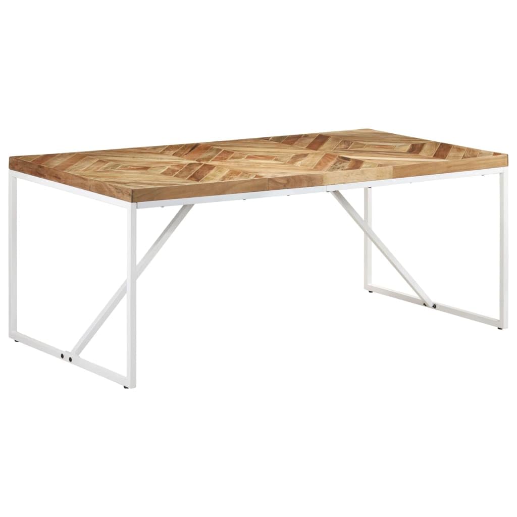 Table à manger 180 x 90 cm bois massif acacia manguier table cuisine pieds blancs