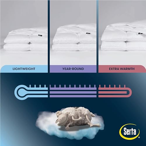 Image of Serta Down Illusion Lightweight Hypoallergenic Down Alternative Comforter with Corner Loops, Full /Queen, White