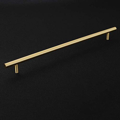 LMZJLU Sólido Tiradores Perillas para Muebles,Cobre Puro Barra de T Asas Tirador de Cajón Puerta Mango Manija del Armario Alacena de Cocina Puerta,Ø 12mm,Acabado de Latón Cepillado (Centro 320mm)