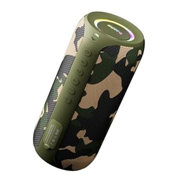 Caixa de Som Bluetooth Portátil, Subwoofer 60W, TWS, IPX4, AUX, USB, TF, Alcance de 10m, Bateria Recarregável, Ba-RAD034-camouflage