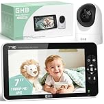 GHB 7" Baby Monitor with Camera and Night Vision, HD Display with Remote PTZ, VOX Mode, 2-Way Talk, Temperature Monitoring & 8 Lullabies, No App or Wi-Fi Needed​