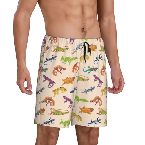 Cute Lizard Chameleon Gecko Mens Pajama Pants With Pocket Soft Sleep Shorts Lounge Shorts Pj Pants For Men2