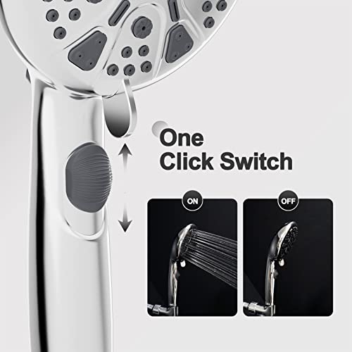 High Pressure Shower Head With Handheld,Vikobin 9 Setting Handheld Shower Head With Hose, Built-In Power Wash To Clean Tub,High Flow Shower Heads(Chrome) #TOP4