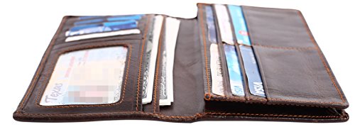 Womens Ladies Genuine Leather Wallet Long Embossing Bifold Wallet Clutch Purse (Coffee) #TOP6