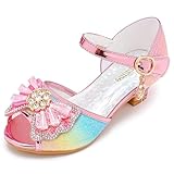 Osinnme Toddler Rainbow High Heels Kids Dress Shoes for Girls Sparkly Toddler Princess Shoes Size 11 Girls Wedding Sandals for Party Kids Princess Heels Sandals(OS1202Rainbow 11)
