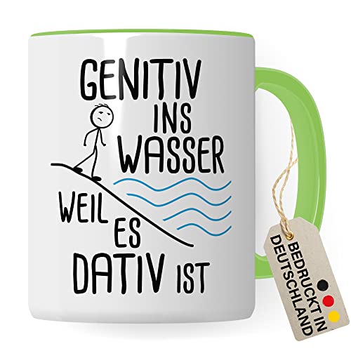 Taza gramática, genitiva in agua weil es Dativ ist GeschenkTaza de café, idea de regalo para profesores, taza con frase graciosa, gramática alemana, dativa, genitiva, taza de té, germanista