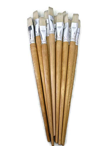 12pcs Artist Brushes White Bristle Acrylic and Oil Brush Bright Sizes #22