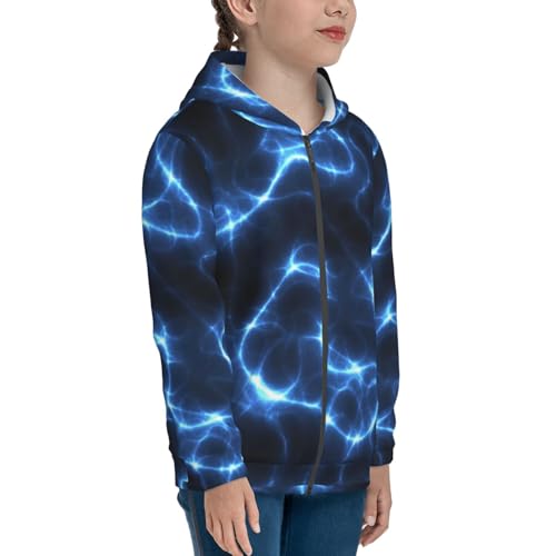 Blue Marble And Gold Kid Hoodies Boys Zip Up Sweatshirts Girls Pullover with Pocket4