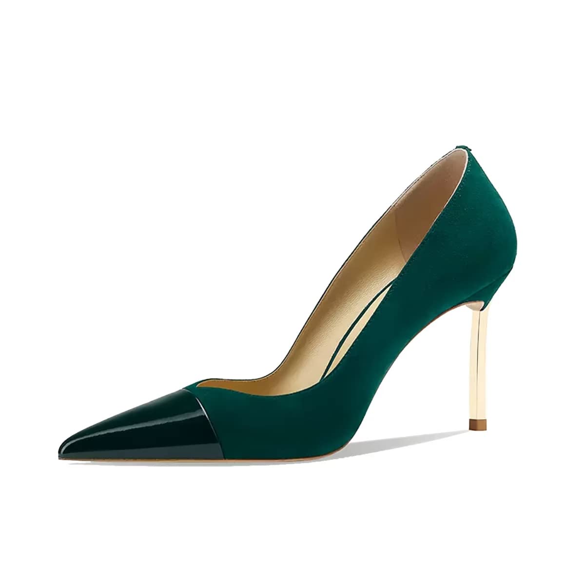 Saekcted Women Stiletto High Heel Close Pointed Toe Pumps Slip-on Wedding Party Sexy Dress Shoes 3.3 Inches Heels