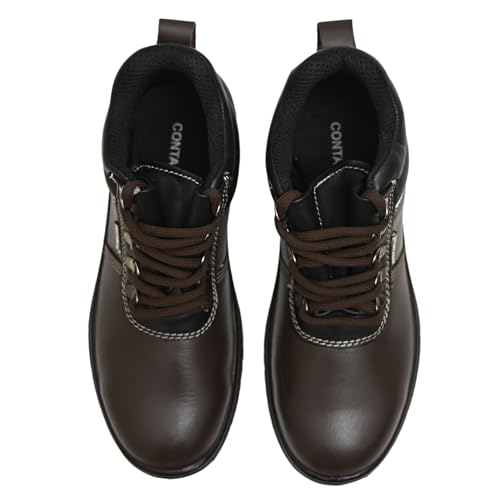 Image of Contablue Rival Safety Boots for Men | Genuine Leather, Steel Toe | ISI Certified IS:15298 | Chemical & Oil Resistant, Anti-Skid | Heavy Duty Work Boots for Construction, Mining & Industrial Use