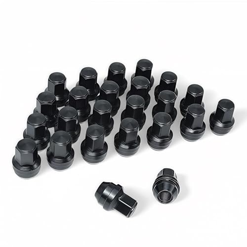 Image of 24Pcs M14x1.5 Lug Nuts, Replacement for 2015-2022 Ford F150 /Expedition, 2016-2021 Lincoln MKX, One-Piece Solid Black Chrome OEM Factory Style, Large Acorn Seat Wheel Nuts, Anti-Rust Updated
