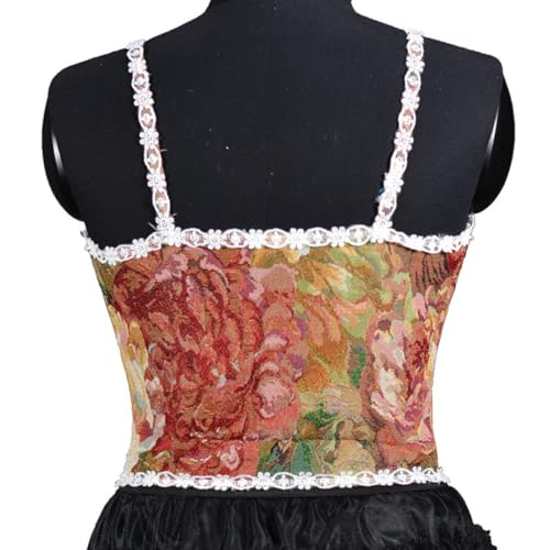Image of CONCINEROS Women's Summer Vintage Floral Renaissance Corset Top for Women Y2k Tops Sleeveless Drawstring Crop Top
