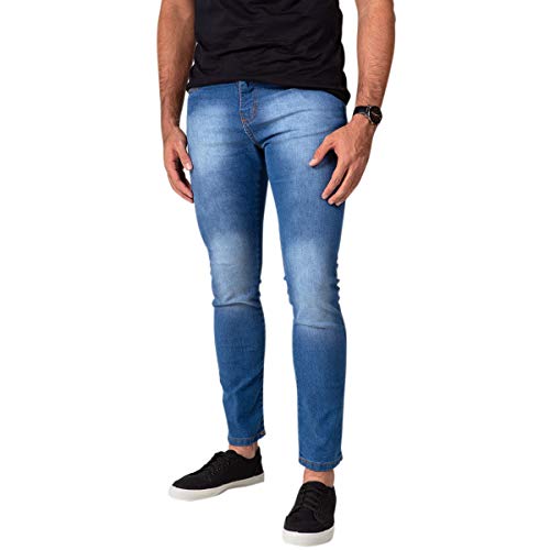 Calça Jeans Sarja Masculina Skinny Slim com Lycra Jeans Claro - 48