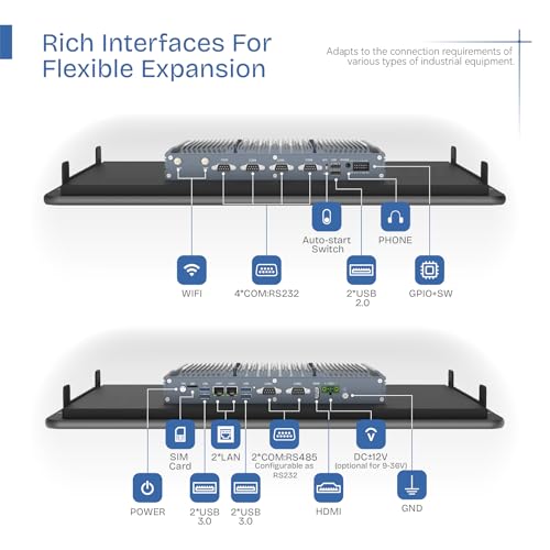 Image of 23.6 inch Fanless Industrial Panel PC,16:9 Embedded 10 Point Touch PC,Windows 11 IP65 All-in-One Computer,Auto Power-on,for Factory,Automation,Kiosk,Business (I7-10710U, 8G RAM 1TB SSD)