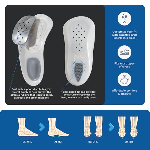 Image of WalkFit Platinum Foot Orthotics Plantar Fasciitis Arch Support Insoles Relieve Foot Back Hip Leg and Knee Pain Improve Balance Alignment (Men 8-8.5 / Women 9-9.5)