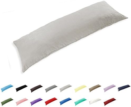 Gyulin 100% Cotton 300 Thread Count Envelope Style 5ft King Bed Size Body Pillow Cover Pillowcase Pillow Protector Cushion Cover Non Zippered Only Cover No Insert 20"x60"/51x150cm Light Grey/Gray