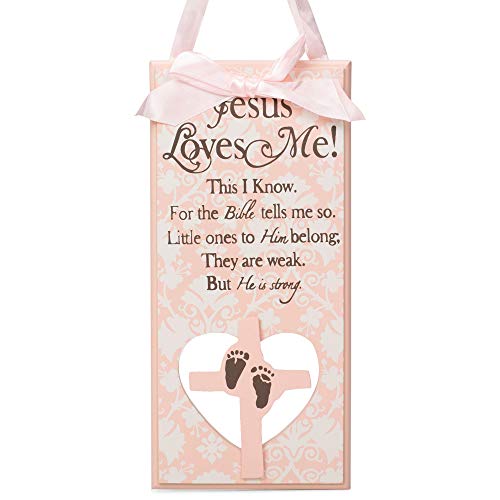 Dicksons He Loves Me This I Know Blush Pink Damask 5 X 10 Wood Wall Plaque Sign Decoration #TOP25