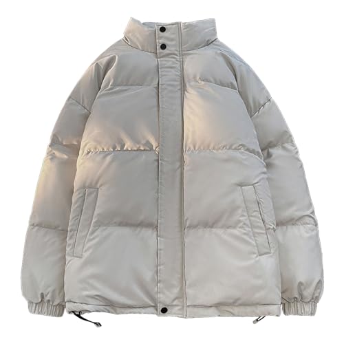 Generisch Chaqueta de invierno para hombre, corte ancho, con cuello alto ancho, chaqueta acolchada corta, chaqueta acolchada, abrigo de invierno, abrigo cálido, chaquetas de plumón, ropa, gris, 3XL