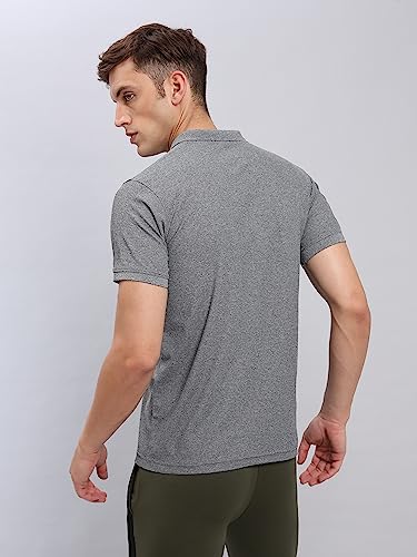 Image of TECHNOSPORT Men's Polyester Slim Fit Self-Design Short Sleeve Polo Matpiq T-Shirt with Anti Microbial, Techno Dry for Regular and Casual Use