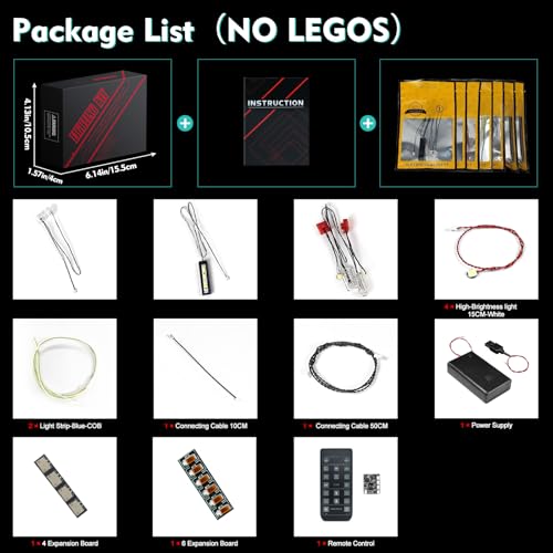 LocoLee LED Light Kit for Lego Lamborghini Countach 5000 Quattrovalvole (RC Version) - Accessories for Set 10337
