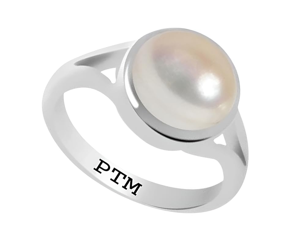 ptm 925 Sterling Silver Pearl (Moti) 3.25 Ratti to 10.25 Ratti or 3 Cts to 9.35 Cts Astrological Gemstone Bis Hallmark Ring for Men & Women-picture-28