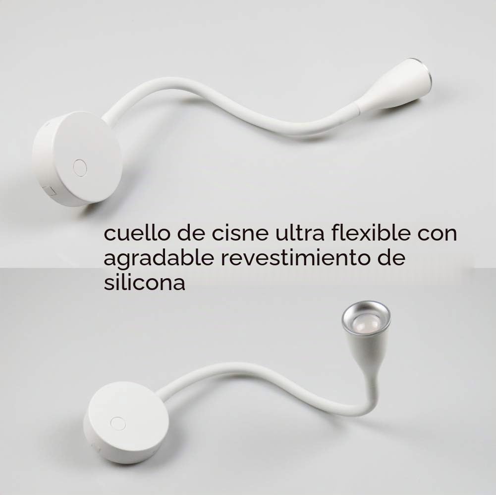 Luminaria para la cama led «Tulipano I» de 4,5 W luminaria para leer lámpara para la cama negro blanco, color: blanco